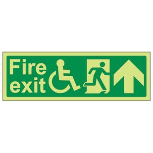 GITD Wheelchair Fire Exit, Arrow Up