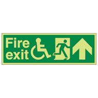 GITD Wheelchair Fire Exit, Arrow Up