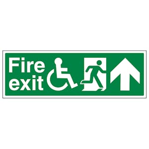 Wheel Chair Fire Exit with Text Arrow Up