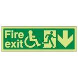 GITD Wheelchair Fire Exit, Arrow Down