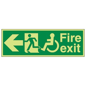 GITD Wheelchair Fire Exit, Arrow Left