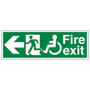 Wheel Chair Fire Exit with Text Arrow Left