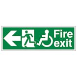 Wheel Chair Fire Exit with Text Arrow Left