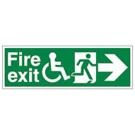 Wheel Chair Fire Exit with Text Arrow Right