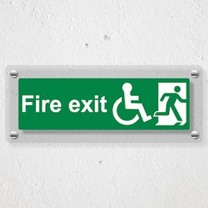 Wheel Chair Final Fire Exit With Text Man Right - Acrylic Sign