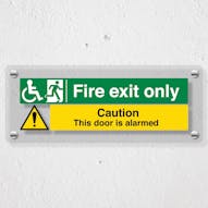 Wheel Chair Fire Exit Only / Door Alarmed - Acrylic Sign