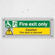 Wheel Chair Fire Exit Only / Door Alarmed - Acrylic Sign