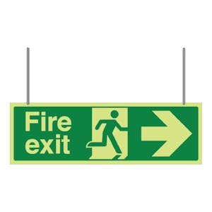 GITD Double Sided Hanging Fire Exit Arrow Left/Right