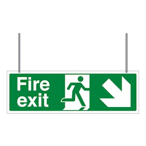 Double Sided Fire Exit Arrow Down Left/Right