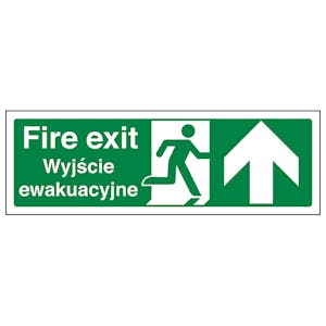 English/Polish - Fire Exit Arrow Up