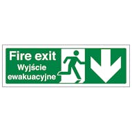 English/Polish - Fire Exit Arrow Down