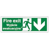 English/Polish - Fire Exit Arrow Down