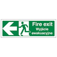 English/Polish - Fire Exit Arrow Left