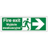 English/Polish - Fire Exit Arrow Right