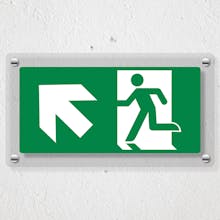 Fire Exit Man Running Up Left - Acrylic Sign