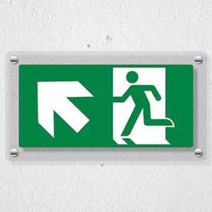 Fire Exit Man Running Up Left - Acrylic Sign