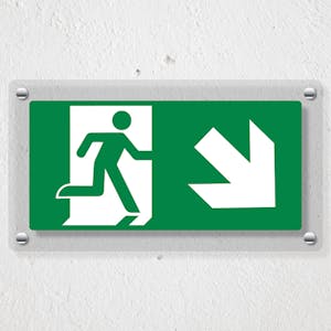 Fire Exit Man Running Down Right - Acrylic Sign