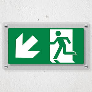 Fire Exit Man Running Down Left - Acrylic Sign