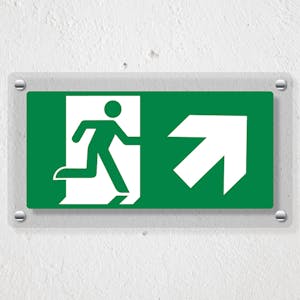 Fire Exit Man Running Up Right - Acrylic Sign
