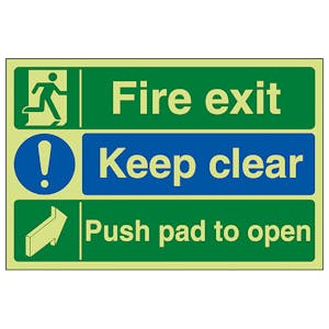 GITD Fire Exit / Keep Clear / Push Pad To Open