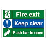 Fire Exit / Keep Clear / Push Bar To Open