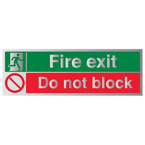 Fire Exit / Do Not Block - Aluminium Effect