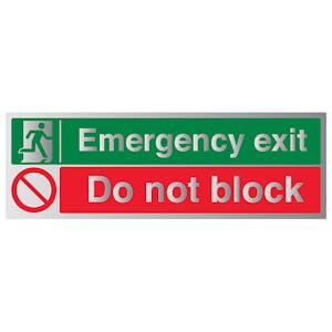 Emergency Exit / Do Not Block - Aluminium Effect