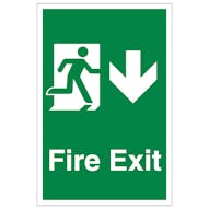 Fire Exit Arrow Down - Portrait