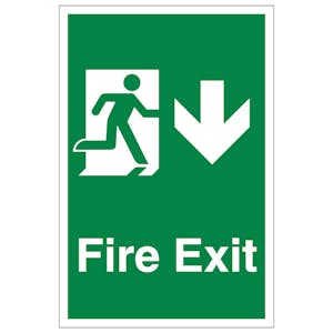 Fire Exit Arrow Down - Portrait