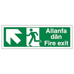 Welsh/English - Fire Exit Arrow Up Left