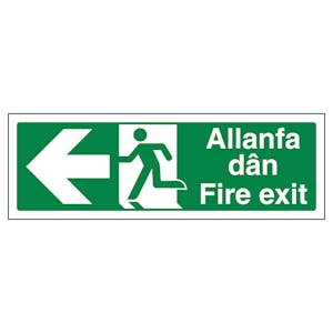 Welsh/English - Fire Exit Arrow Left