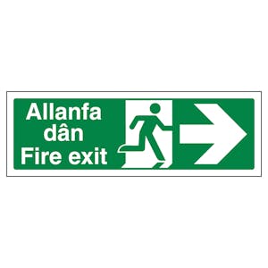 Welsh/English - Fire Exit Arrow Right