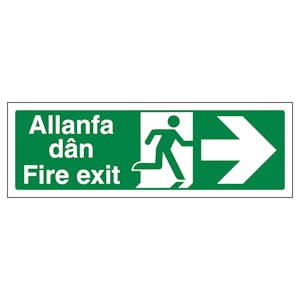 Welsh/English - Fire Exit Arrow Right