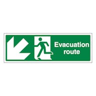 Evacuation Route Arrow Down Left