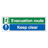 Evacuation Route / Keep Clear