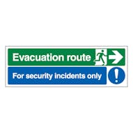 Evacuation Route Arrow Right / Security Incidents Only