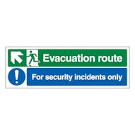 Evacuation Route Arrow Up Left / Security Incidents Only