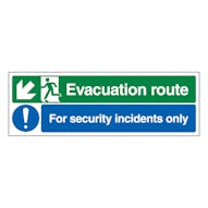 Evacuation Route Arrow Down Left / Security Incidents Only