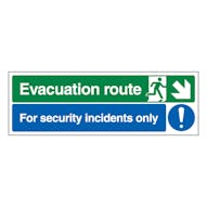 Evacuation Route Arrow Down Right / Security Incidents Only