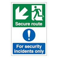 Secure Route Arrow Down Left / Security Incidents Only - Portrait