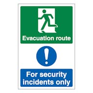 Evacuation Route Left / Security Incidents Only - Portrait