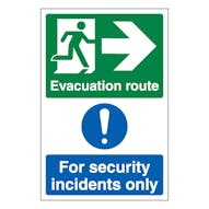 Evacuation Route Arrow Right / Security Incidents Only - Portrait