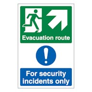 Evacuation Route Arrow Up Right / Security Incidents Only - Portrait