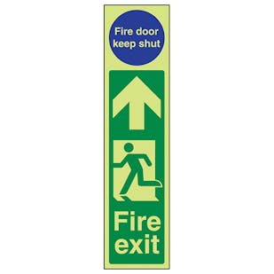 GITD Fire Exit Door Plate Man Left/Keep Shut