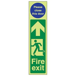 GITD Fire Exit Door Plate Man Left/Please Close Door