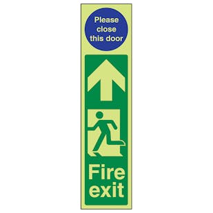 GITD Fire Exit Door Plate Man Left/Please Close Door