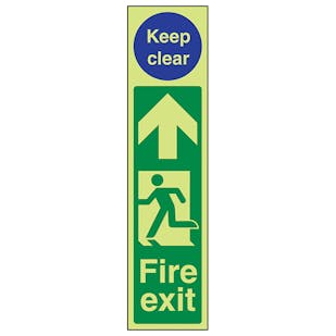 GITD Fire Exit Door Plate Man Left/Keep Clear