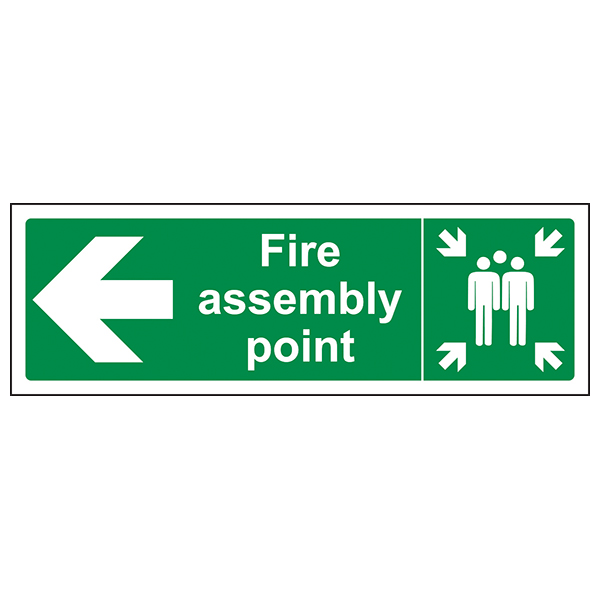 Fire assembly this way right arrow safety sign Photoluminescent 