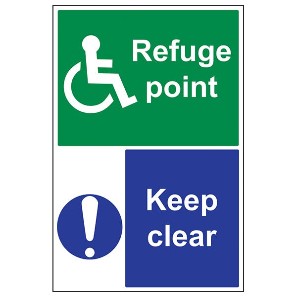 Refuge Point Keep Clear Portrait Fire Assembly Safety Signs