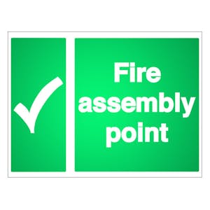 Reflective Fire Assembly Point with Tick - Landscape